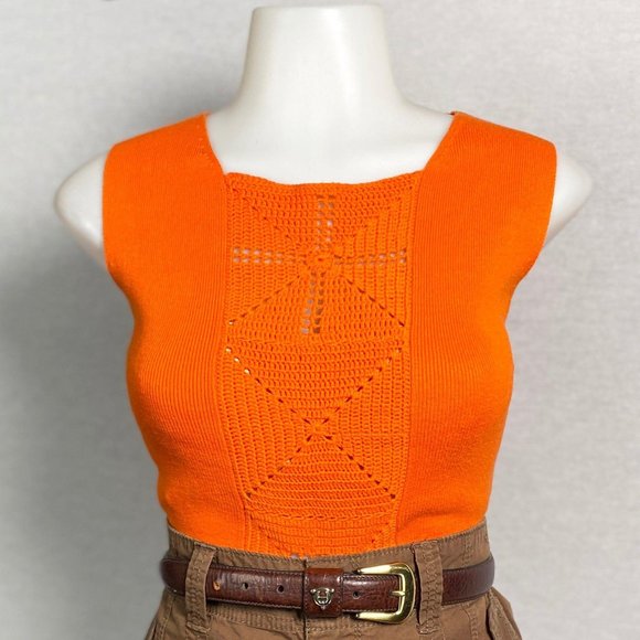 Vintage Pierre Cardin Tangerine Knit Top Sleeveles - Picture 2 of 10